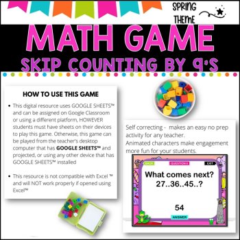 Digital Game l Skip Counting by 9 l SPRING FUN, image 2