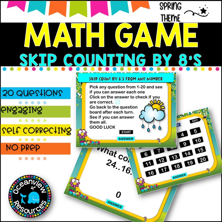 Digital Game l Skip Counting by 8 l SPRING FUN