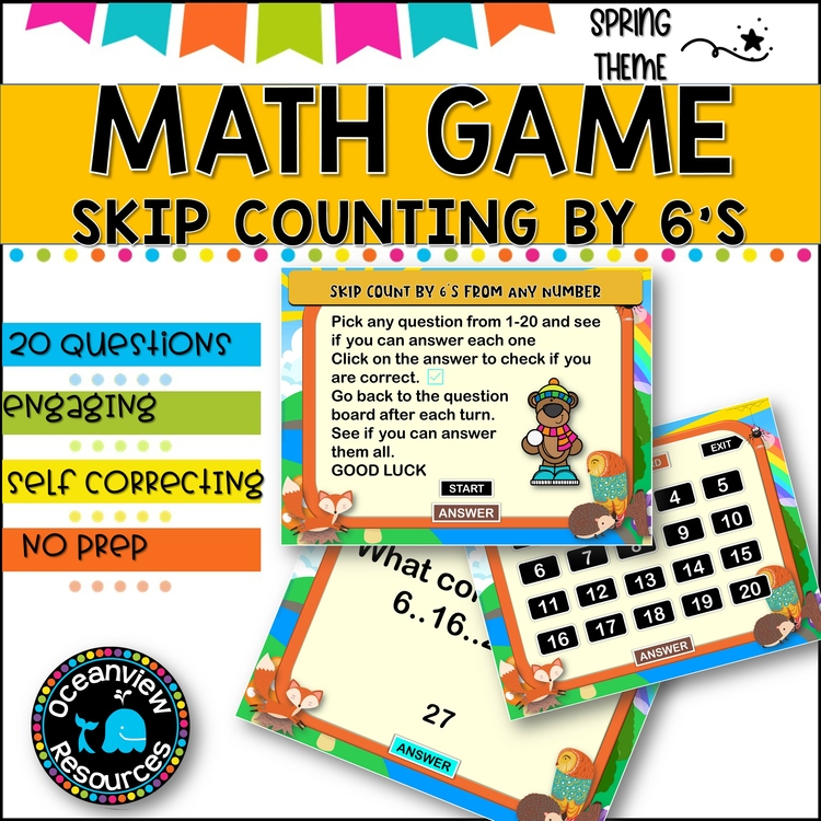 Digital Game l Skip Counting by 6 l SPRING FUN