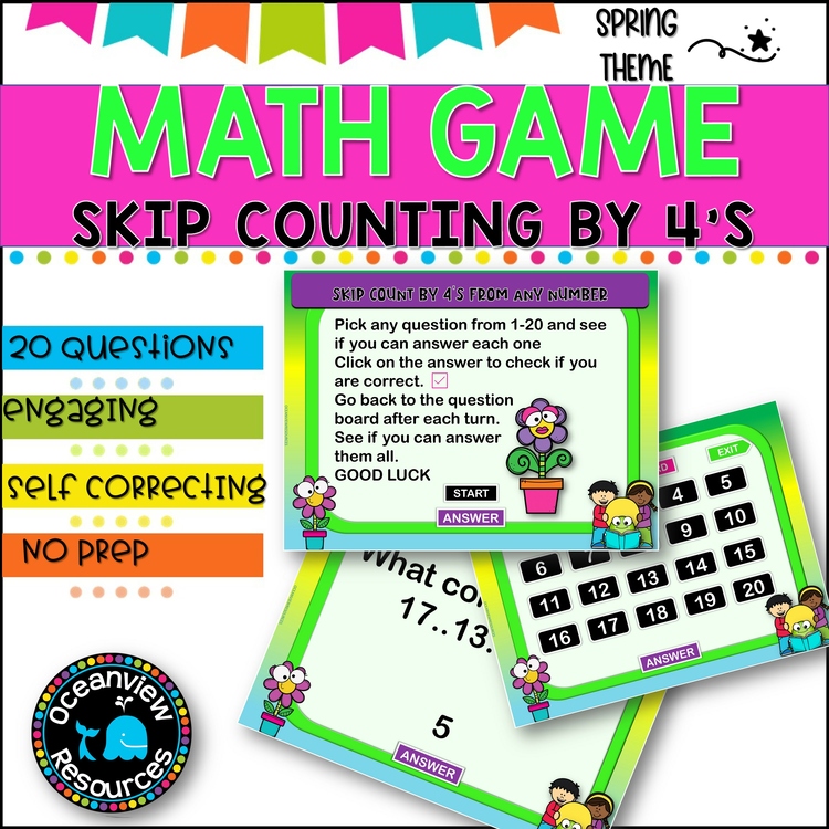 Digital Game l Skip Counting by 4 l SPRING FUN