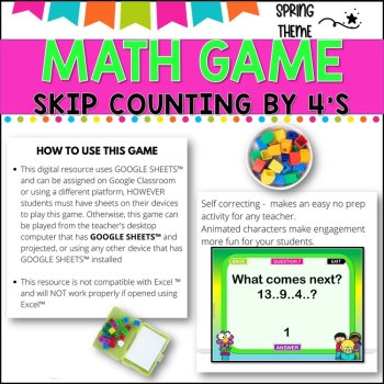Digital Game l Skip Counting by 4 l SPRING FUN, image 2