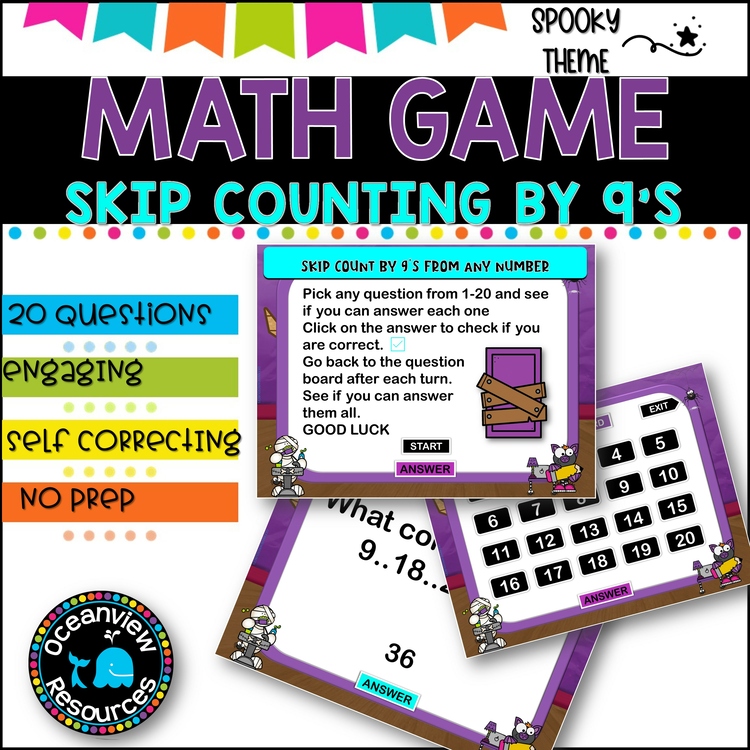 Digital Game l Skip Counting by 9 l SPOOKY FUN
