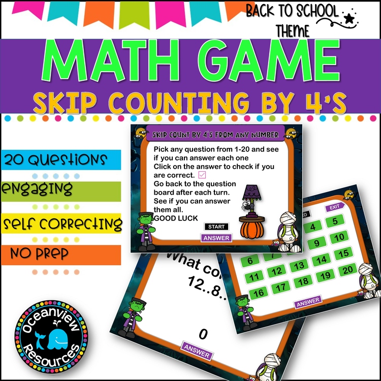 Digital Game l Skip Counting by 4 l SPOOKY FUN