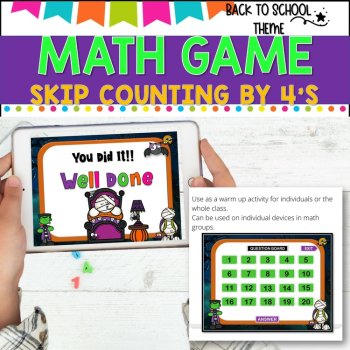 Digital Game l Skip Counting by 4 l SPOOKY FUN, image 3