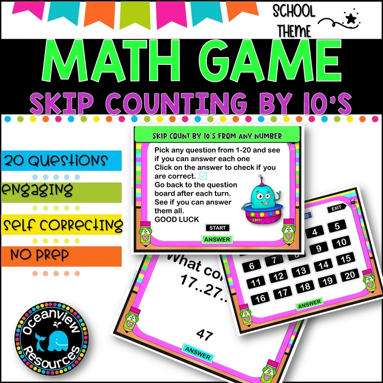 Digital Game l Skip Counting by 10 l SCHOOL THEME