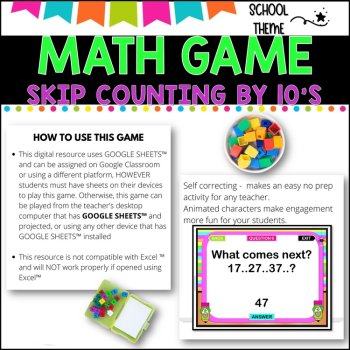 Digital Game l Skip Counting by 10 l SCHOOL THEME, image 2