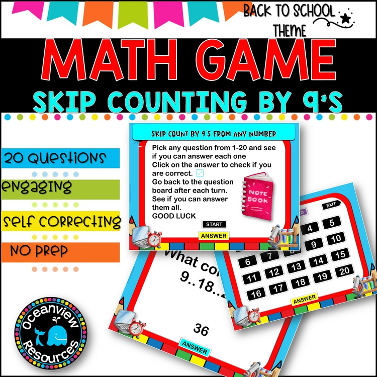 Digital Game l Skip Counting by 9 l SCHOOL THEME