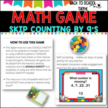 Digital Game l Skip Counting by 9 l SCHOOL THEME, image 2