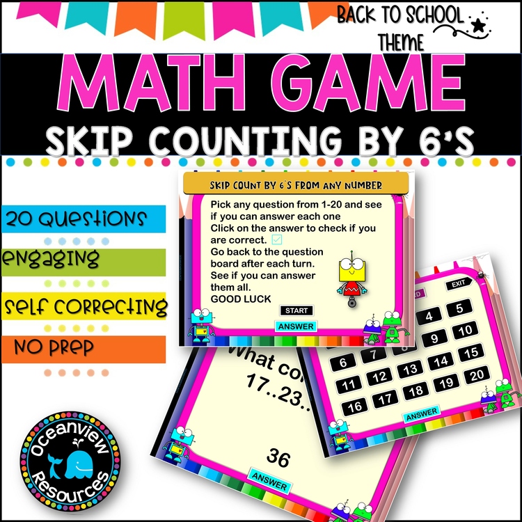 Digital Game l Skip Counting by 6 l SCHOOL THEME