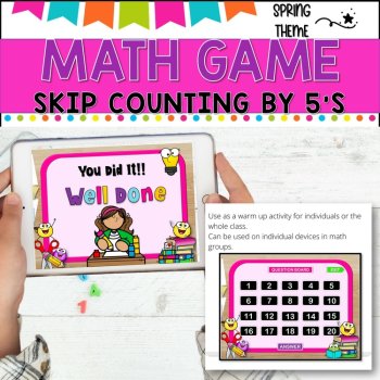 Digital Game - Skip Counting by 5 - SCHOOL THEME- distance learning fun, image 3