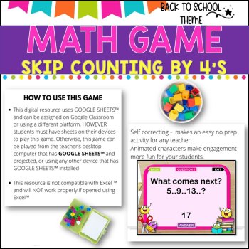 Digital Game l Skip Counting by 4 l SCHOOL THEME, image 2