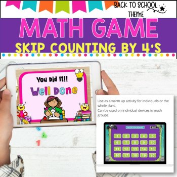Digital Game l Skip Counting by 4 l SCHOOL THEME, image 3