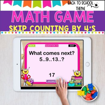Digital Game l Skip Counting by 4 l SCHOOL THEME, image 4