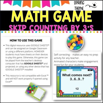 Digital Game - Skip Counting by 3 - SPRING THEME- distance learning fun, image 2