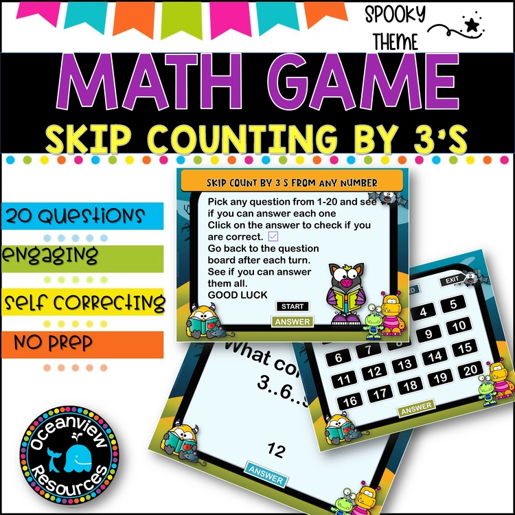 Digital Game - Skip Counting by 3 - SPOOKY FUN - distance learning fun