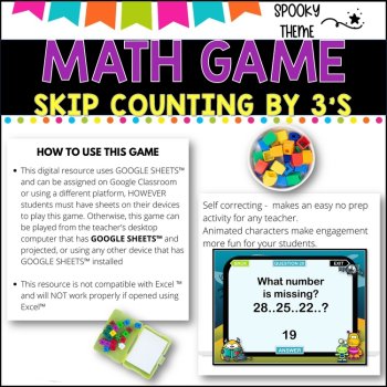 Digital Game - Skip Counting by 3 - SPOOKY FUN - distance learning fun, image 2