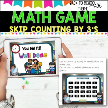 Digital Game - Skip Counting by 3 - SCHOOL THEME- distance learning fun, image 3