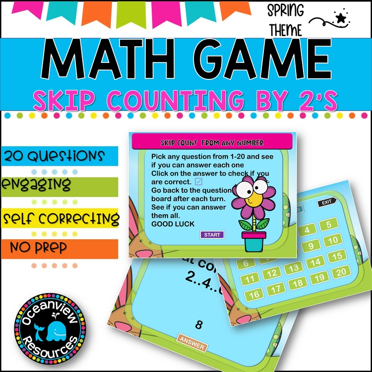 Digital Game - Skip Counting by 2 - SPRING FUN - Distance learning fun