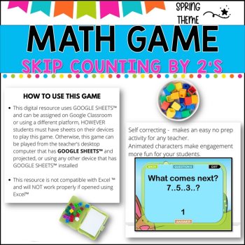 Digital Game - Skip Counting by 2 - SPRING FUN - Distance learning fun, image 2