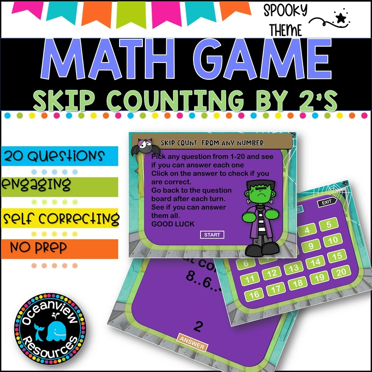 Digital Game - Skip Counting by 2 -HALLOWEN FUN- Distance Learning