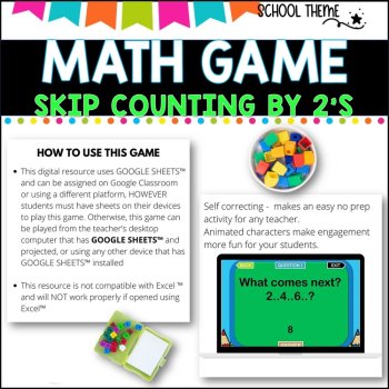 Digital Game - Skip Counting by 2 - SCHOOL THEME ideal for distance learning, image 2
