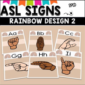 ASL Alphabet posters.  BOHO RAINBOW design 2, image 2