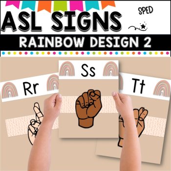 ASL Alphabet posters.  BOHO RAINBOW design 2, image 3