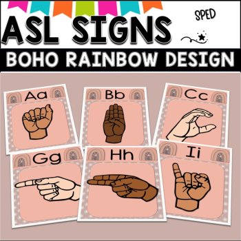 ASL Alphabet posters.  BOHO design with Rainbow, image 2