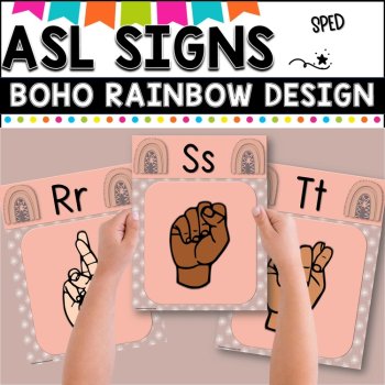ASL Alphabet posters.  BOHO design with Rainbow, image 3