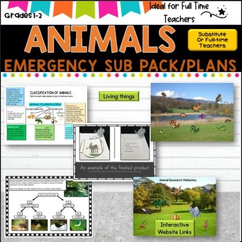 Grade 1-2 Emergency Sub Plans/SUB Pack  (Animals), image 2