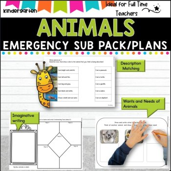 Kindergarten Emergency Sub Plans/Distance Learning Packet  (Animals), image 3