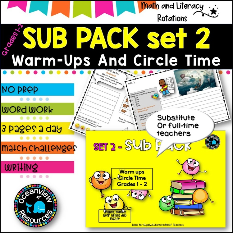 SUB PACK/PLANS NO PREP Literacy and Number Grades 1 2 SET 2