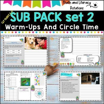 Emergency SUB PACK/PLANS NO PREP Literacy-Number Grades 3-4 SET 2, image 2
