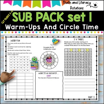 Emergency SUB PACK/PLANS NO PREP -Literacy and Number -Grades 3-4 SET 1, image 2