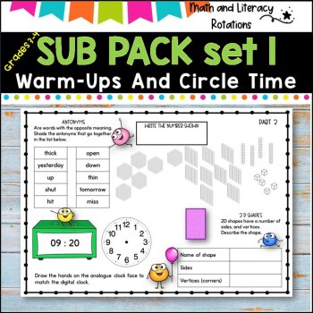 Emergency SUB PACK/PLANS NO PREP -Literacy and Number -Grades 3-4 SET 1, image 3