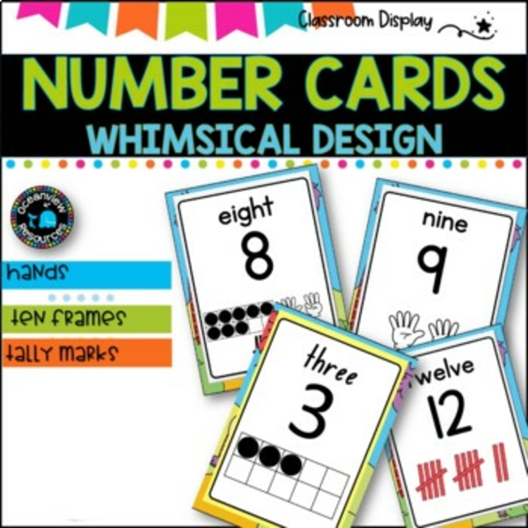 NUMBER POSTERS with ten frames l Classroom Decor l WHIMSICAL DESIGN