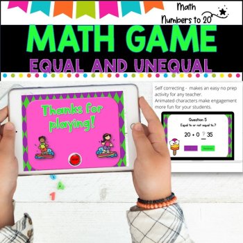 NO PREP MATH GAME l EQUAL AND UNEQUAL numbers to 20  l POWERPOINT GAME, image 2