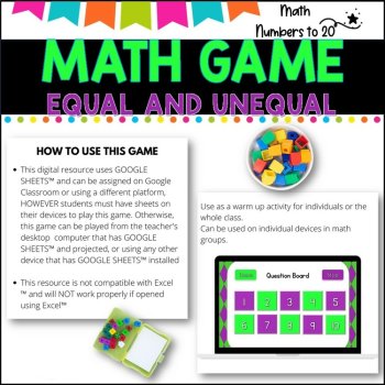 NO PREP MATH GAME l EQUAL AND UNEQUAL numbers to 20  l POWERPOINT GAME, image 3