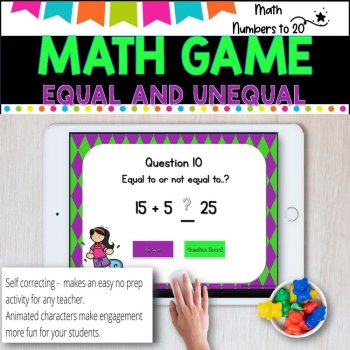 NO PREP MATH GAME l EQUAL AND UNEQUAL numbers to 20  l POWERPOINT GAME, image 4