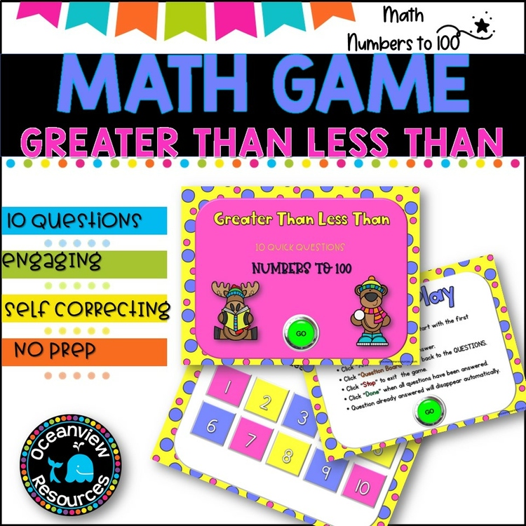 NO PREP MATH GAME l GREATER AND LESS THAN- numbers to 100  l POWERPOINT GAME