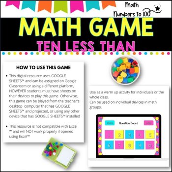 NO PREP MATH GAME l TEN LESS THAN- numbers to 100  l POWERPOINT GAME, image 3