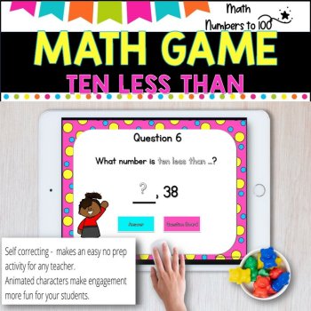 NO PREP MATH GAME l TEN LESS THAN- numbers to 100  l POWERPOINT GAME, image 4
