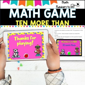 NO PREP MATH GAME l TEN MORE THAN- numbers to 100  l POWERPOINT GAME, image 2