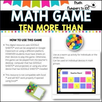 NO PREP MATH GAME l TEN MORE THAN- numbers to 100  l POWERPOINT GAME, image 3
