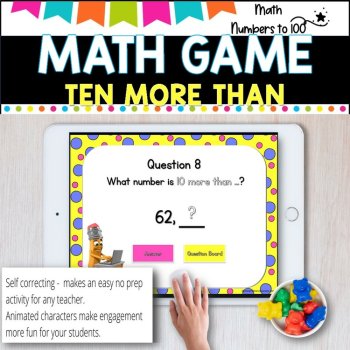 NO PREP MATH GAME l TEN MORE THAN- numbers to 100  l POWERPOINT GAME, image 4