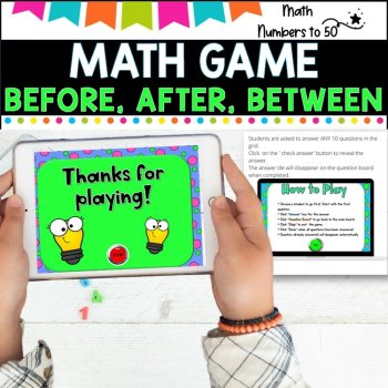 NO PREP MATH GAME l BEFORE, AFTER, BETWEEN  to 50 l POWERPOINT GAME, image 2