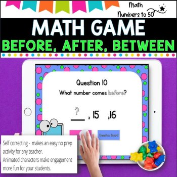 NO PREP MATH GAME l BEFORE, AFTER, BETWEEN  to 50 l POWERPOINT GAME, image 4