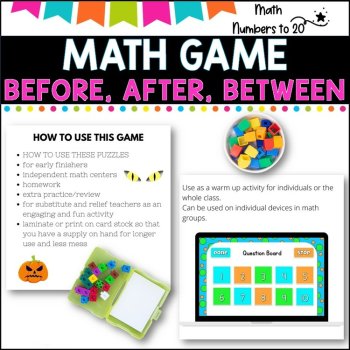 NO PREP MATH GAME -BEFORE, AFTER, BETWEEN Numbers to 20-POWERPOINT GAME, image 3