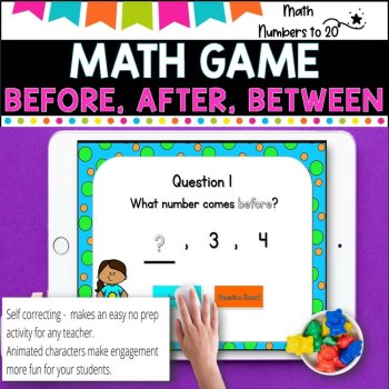 NO PREP MATH GAME -BEFORE, AFTER, BETWEEN Numbers to 20-POWERPOINT GAME, image 4