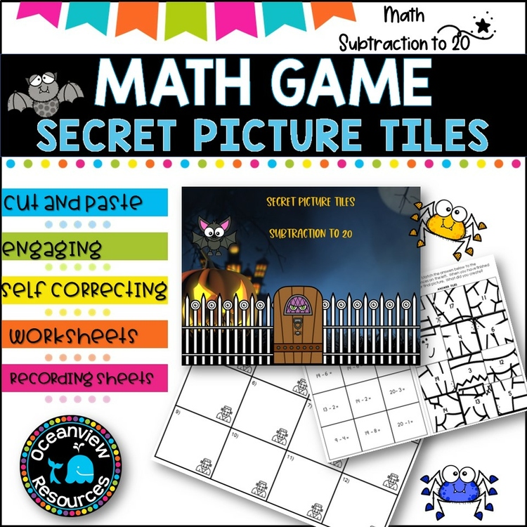 Secret Picture Tiles  l Subtraction Facts within 20  worksheets